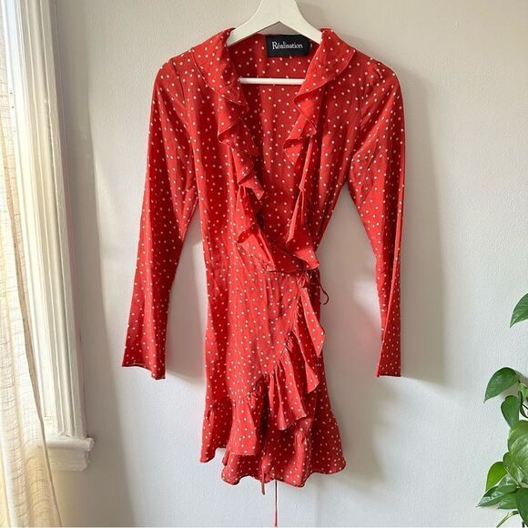Réalisation Alexandra Dress in Red Star Print Silk Wrap Dress XS - Picture 8 of 16